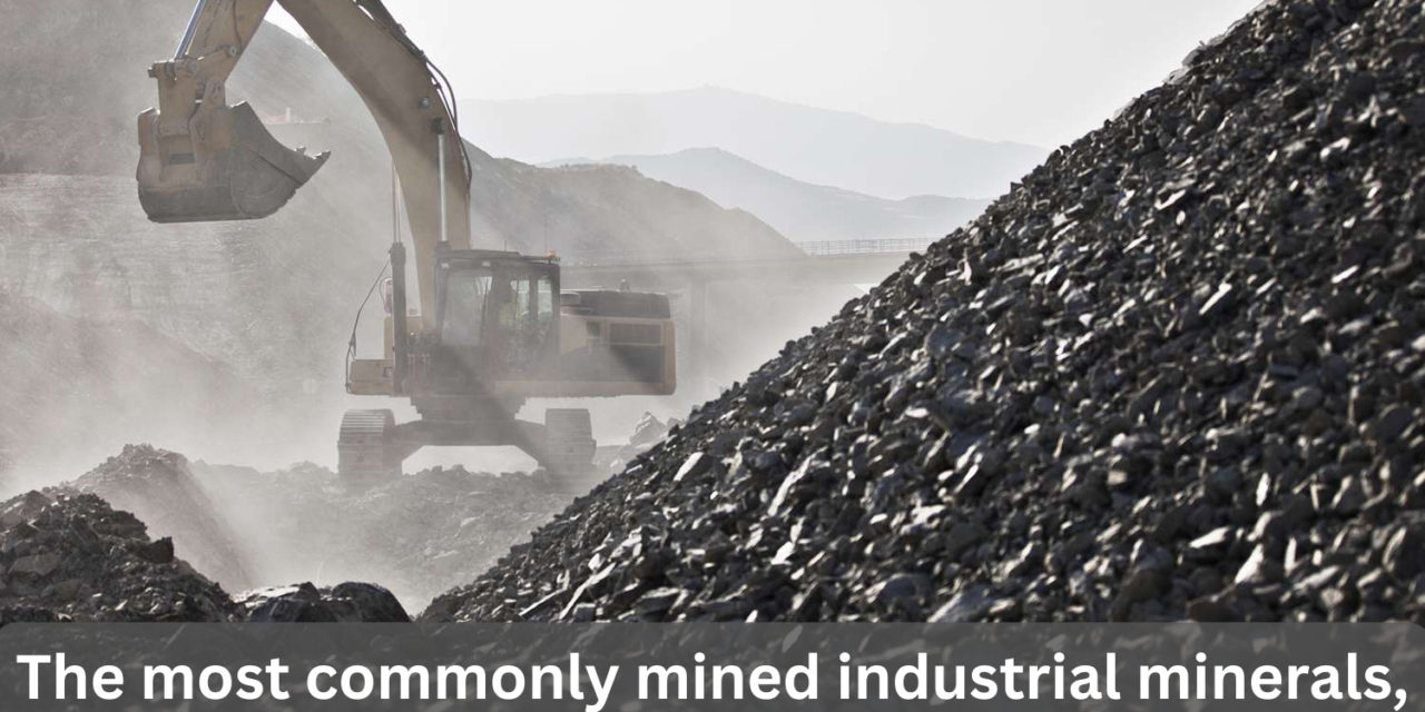 Which are the most commonly mined industrial minerals, and what are their major industrial applications?
