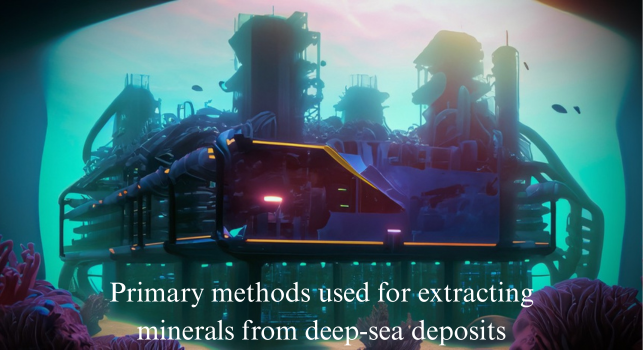 What are the primary methods used for extracting minerals from deep-sea deposits, such as polymetallic nodules, hydrothermal vents, and cobalt-rich crusts?