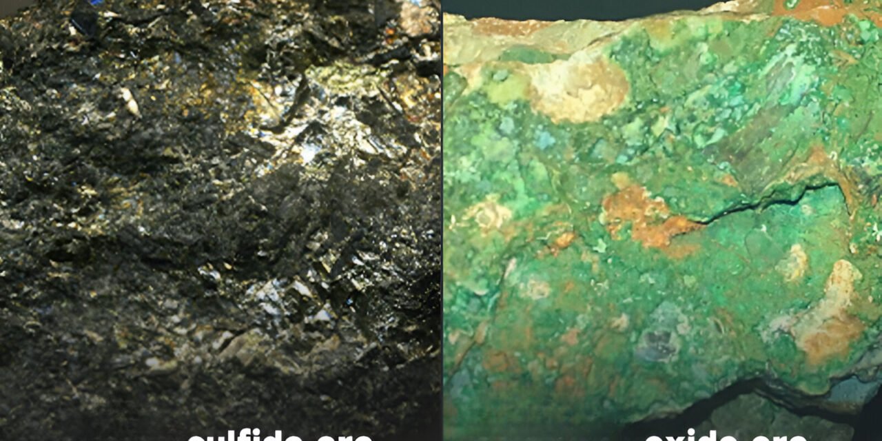 How does the processing of oxide ores differ from that of sulfide ores in metal extraction?
